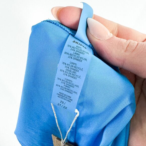 SKIMS Signature Swim Strapless Monokini Swimsuit Cheeky Summer Beach Blue 2X NWT - Picture 9 of 12